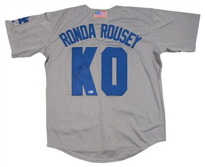 Ronda Rousey Autographed LA Dodgers Custom "K.O" Jersey (Beckett)